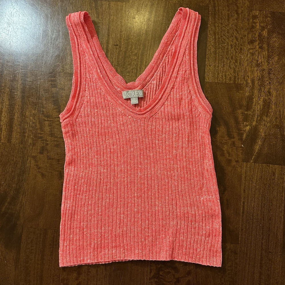 J. Crew Merino Wool Linen Blend Coral Pink Stretch Sweater Tank Sz XS Luxury